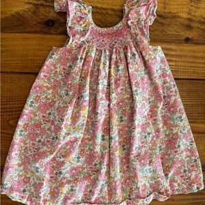 Floral Pink and White Kids Dress 3T